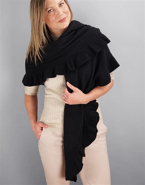 cashmere ruffle wrap shawl.